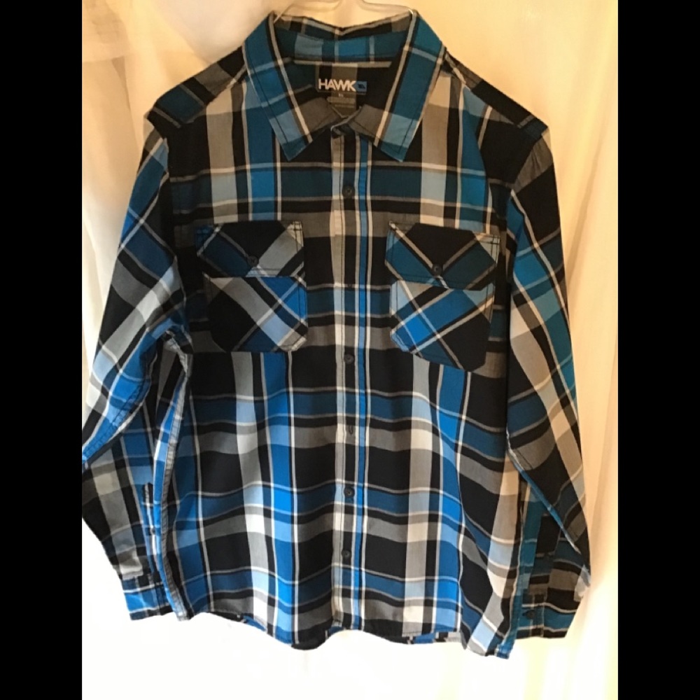 Hawk- XL boys button down long sleeve shirt